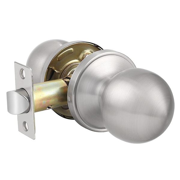 Probrico Passage Door Knobs, Brushed Nickel Internal Door Knobs, Round Door Knobs for Interior Doors, Inside Door Knobs, 1 Pack