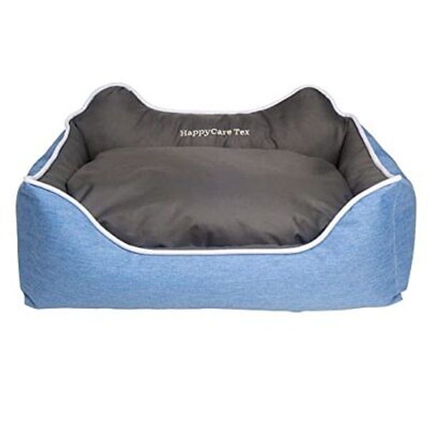 Rectangle high back Pet Bed, By Happycare textiles, Blue/Gray, 24x34