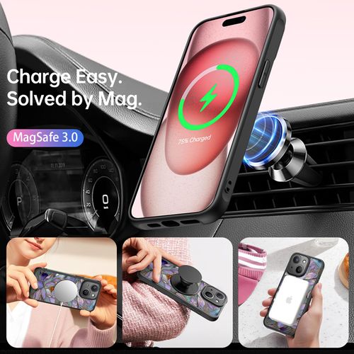 FUNMIKO for iPhone 14 Plus Case Military-Grade Protection & Wireless Charging - Trendy Floral Design for Women Girls, Non-Slip Matte Phone Cover with Shockproof Corners - Dreamy Lotus