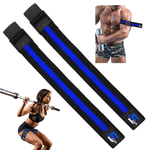 SAWANS Exercise Obstruction Bands Blood Flow Resistance Bands Fitness Specially Muscle Growth Designed Pairs (Black/Blue)