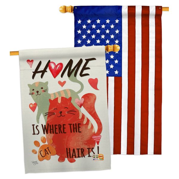 Breeze Decor Furry Cat House Flag Pack Kitten Meow Spoiled Paw Fur Pet Nature Farm Animal Creature Applique Decoration Banner Small Garden Yard Gift Double-Sided, Made in USA