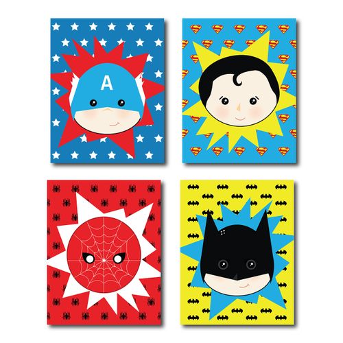 Children Inspire Design Kid's Playroom Decor, Superhero Posters for Kids, Baby Boy Nursery Decor, Superman, Batman, Spiderman, Captain America, Superhero Wall Art