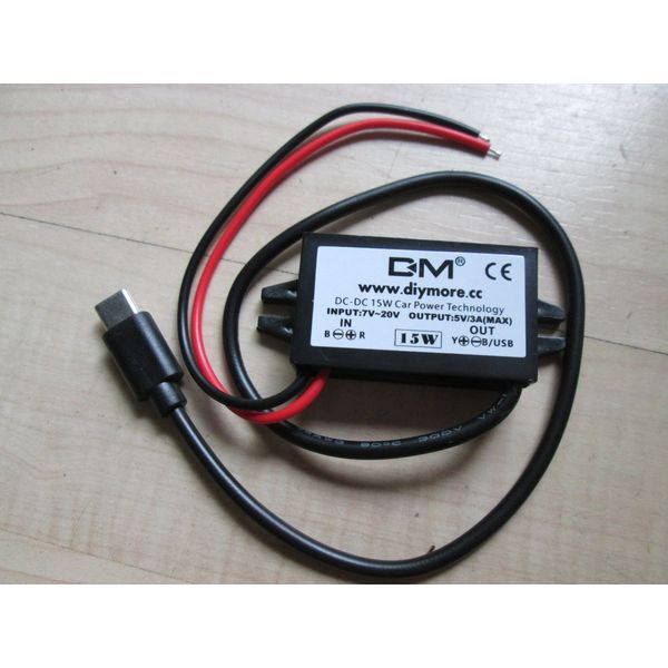 DC-DC Step Down Converter USB-C 12V to 5V 3 Amps 15 Watts Sealed #E60AE