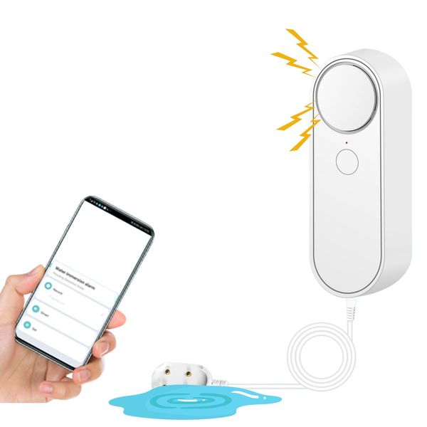 DEWIN Water Alarm Sensor, 2 in 1 WiFi Water Leak Detector Water Level Sensor 90dB Water Leakage Alarm with Remote Monitoring