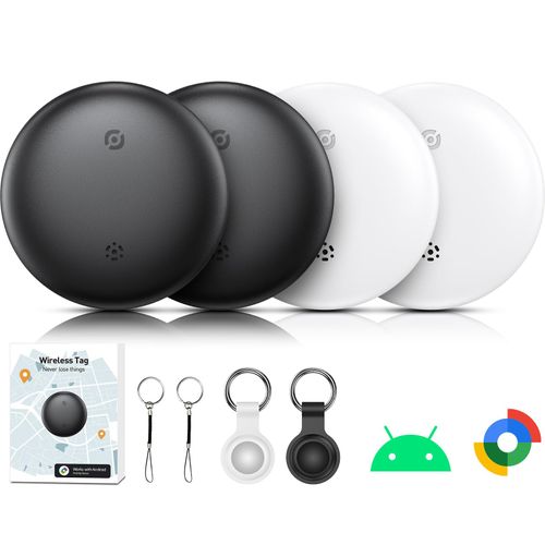 Tracker Tag for Android, Air Tags-4 Pack Android Tracker Tags Work with Google Find My,Bluetooth Tracker for Android Keys Finder and Item Locator Smart Tag with Protective Case for Wallet,Luggage,Bags