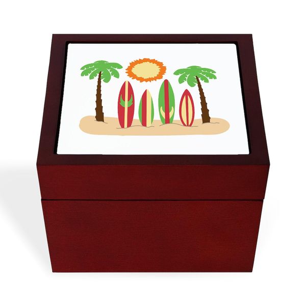 CafePress Surf Boards Beach Memory Keepsake Jewelry Box, 5"x5"x3.75"