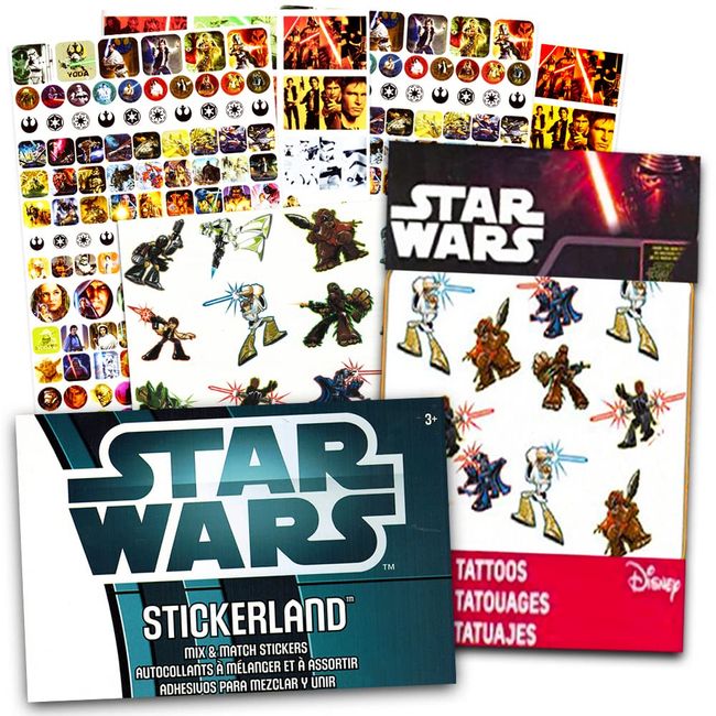 Star Wars Stickers & Tattoos Party Favor Pack (275 Stickers & 75 Temporary Tattoos)