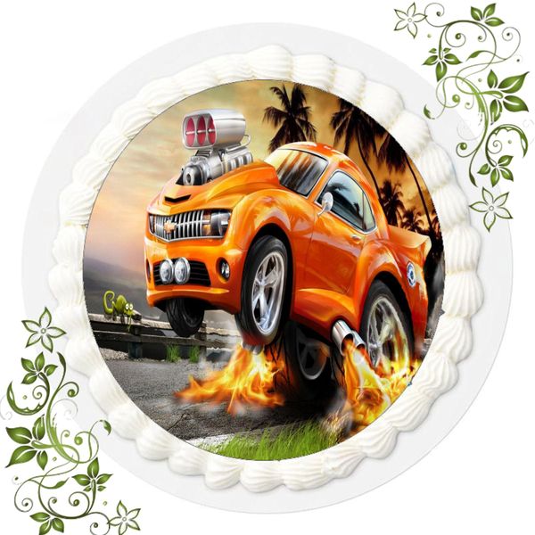 FONDANT Tortenbild, Zuckerbild mit Motiv, Essbares Foto für Torten, Tortenbild, Tortenaufleger Ø 20cm FONDANT Hot Wheels Nr. 2