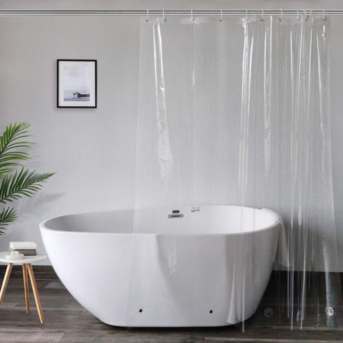 AooHome Clear 72 Width x 60 Height Inch Short Shower Curtain Liner, Plastic PEVA Partition Curtain with Hooks, Metal Grommets, Water Repellent, for Master & Guest Bathroom