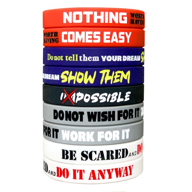 2 Pcs Inspirational Silicone Bracelet, Inspirational Quotes Rubber  Wristband For Women