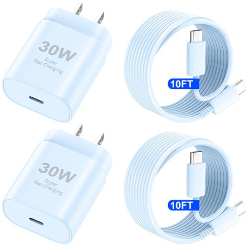 USB C Phone 16 15 Pro Max Charger Fast Charging Block, 30W USB C Charger with 10FT USB-C Fast Charging Long Cable Cord for Phone 16 Pro Max/16 Pro/16 Plus/16/15 ProMax/15Pro/15Plus/15 GalaxyS24-Blue