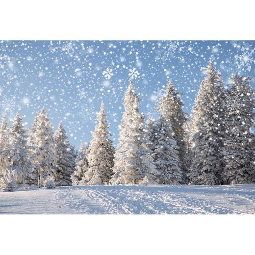 OFILA Winter Snowforest Photography Backdrop - 10x8ft Fabric Snowflake Christmas Party Decoration