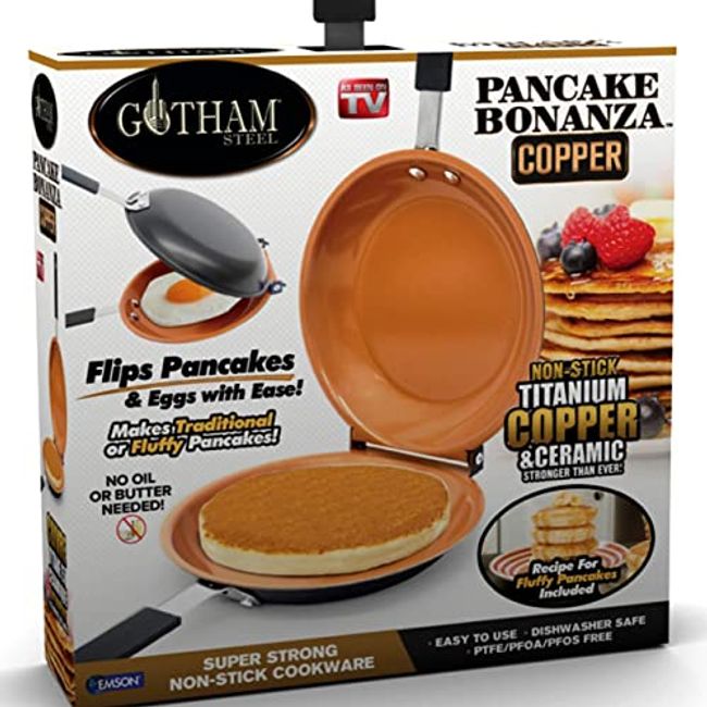 Steel Double Pan, The Perfect Pancake Maker, Nonstick Easy To Flip Pan,  Double Sided Frying Pan For Fluffy Pancakes, Omelets, Cooking Eggs  Frittatas & More! Pancake Pan Dishwasher Safe Large, Non-stick Titanium