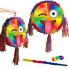 Colourful emoji Pinata with stick