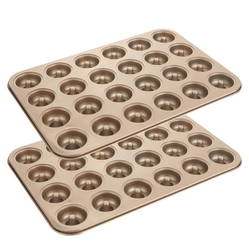 ABuff 2 Pack Mini Donut Pan for Baking Nonstick 24-Cavity Carbon Steel Donut Baking Pan for Homemade Donuts, Versatile Mini Cake Pans Small Mold Donuts Trays, Doughnut Pan for Bakings Enthusiasts