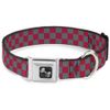 Buckle-Down 18-32" Checker Crimson Red/Gray Dog Collar Bone, Wide Large