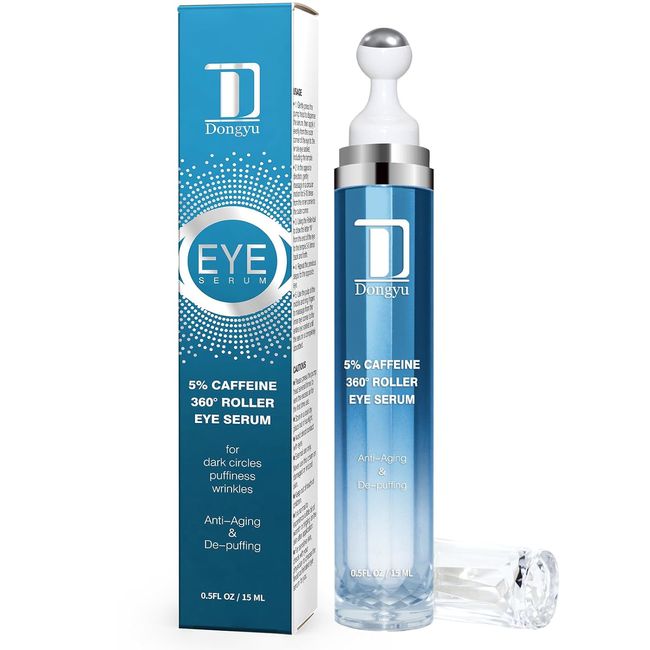 Dongyu 5% Caffeine Eye Serum and Under Eye Roller Cream for Dark Circles and Eye