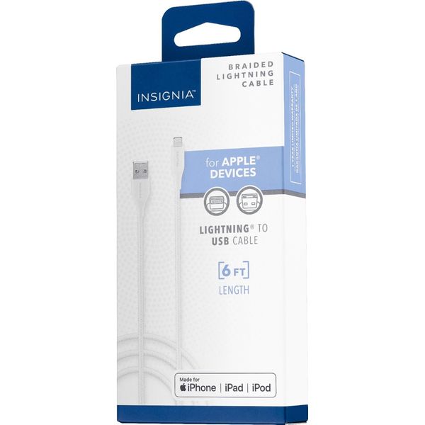 INSIGNIA Lightning Charge/Sync Cable for iPhone ipad iPod (6 ft, Moon Grey)