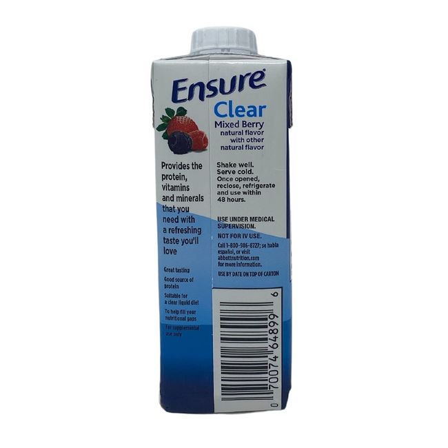 Abbott Ensure Clear Therapeutic Nutrition, Mixed Berry Flavor - 8 oz