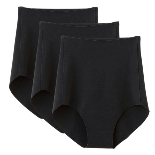 Gunze KL2070 Women's Panties, Kireilabo, Completely Non-Sewn, Cotton Blend, Black 3-Pack