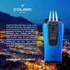 Colibri Monaco Triple Jet Flame Lighter - Windproof & Refillable, Cigar Enthusiast's Choice with Blue Fuel Window and Adjustable Flame (Metallic Blue)