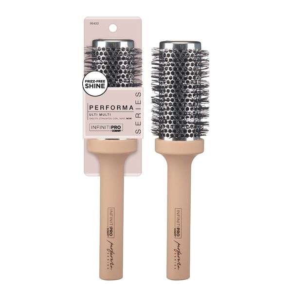 InfinitiPro by Conair Hairbrush, Round Brush for Blow-Drying and Styling, Designed to Retain Heat and Optimal Airflow, Performa Series in Toasted Almond, Pack of 1