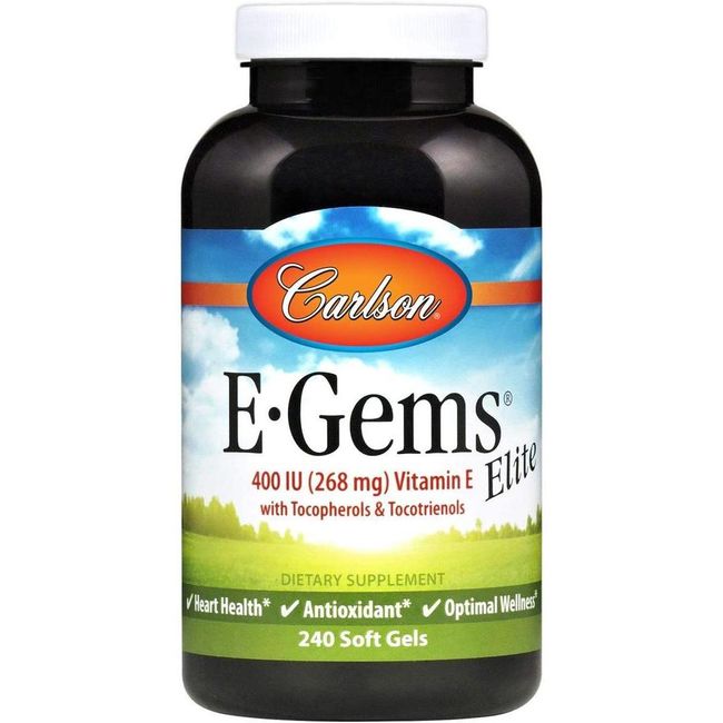 Carlson E-Gems Elite 400 IU Vitamin E with Tocoperrols & Tocotrienols Vitamin E Capsules & Vitamin E