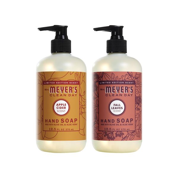 MRS. MEYER'S CLEAN DAY Liquid Hand Soap 2 Pack Variety, 12.5 OZ Each, 1 CT (Apple Cider + Fall Leaves)