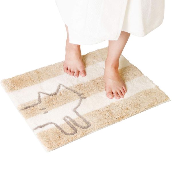 OKA Easy Dry Uneko Bath Mat, Approx. 17.7 x 23.6 inches (45 x 60 cm) (White)