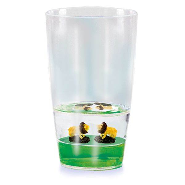 Floatarama Deluxebase Tumbler - Lions from Acrylic Drinking Glass with Floating Animal Figurines. 250ml BPA Free Lion Tumbler for Children and Adults.