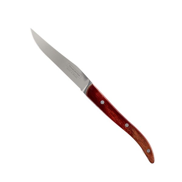 Tramontina 21418/074 TRAMONTINA Wooden Handle Steak Knife, Polywood, EU Style, 9.1 inches (23 cm), Red, Dishwasher Safe, Durable, Natural Wood, Made in Brazil