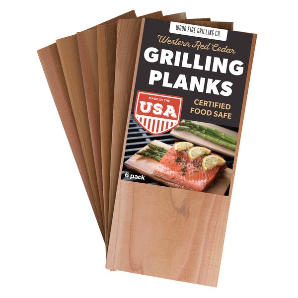 6 Pack Cedar Grilling Planks for Salmon and More. Sourced and Made in The USA.