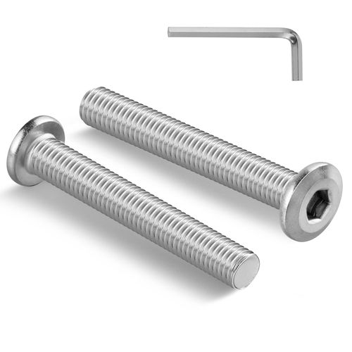 BNUOK 1/4-20 Bolt, 10Pcs 1/4-20 x 2-1/2" Flat Head Hex Socket Cap Screws, 304 Stainless Steel 18-8 Furniture Bolts, Full Thread (with Hex Spanner)
