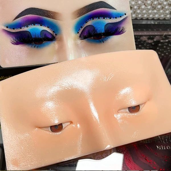 Makeup Practice Face Board, Perfect Aid to Practicing Makeup, 5D Reusable Realistic Silicone Face Eye Makeup Training Mannequin, for Makeup Artist Beginners Eyeshadow Eyebrow Eyeliner Practice