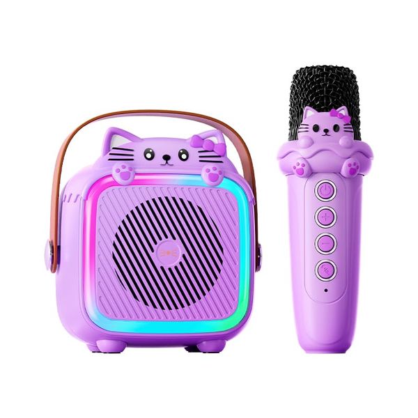 Karaoke Machine with 2 Wireless Microphones for Kids Adults,Portable Bluetooth Speaker Girls Toddlers Toy Gift for Aged 3-12 Year Birthday Parties Christmas Party - Purple