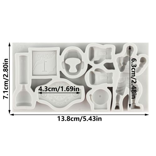 YANQINMS Boxing Sports Silicone Molds Box Boxer Cake Fondant Mold Boxing Helmet Boxing Glove Boxing Belt Candy Mold For Sugar Cake Decorating Cupcake Topper Chocolate Gum Paste Polymer Clay