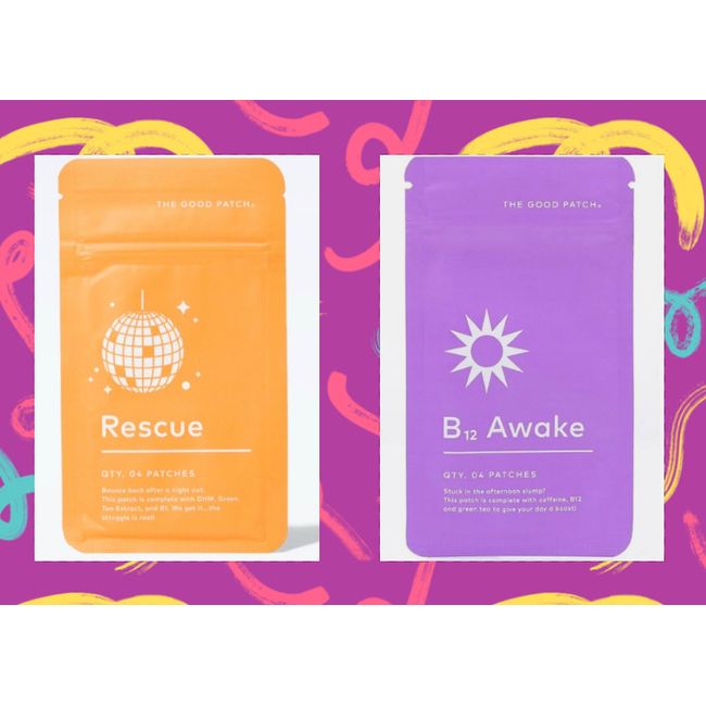 VEGAN WELLNESS | 8 Patches | The Good Patch | RESCUE + B12 AWAKE |  2 Pack Lot