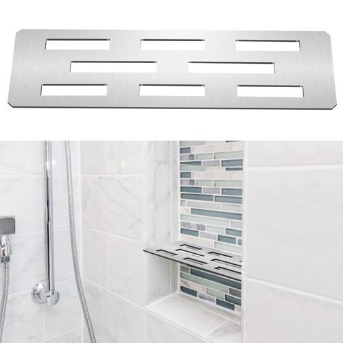 Hezaosth Rectangular Shelf for 12 Inch Tile Prefabricated Niches, Shower Niche Shelf with Brushed 316 Stainless Steel Finish, Fits 1/8 inch Grout Lines Shower Niche Insert