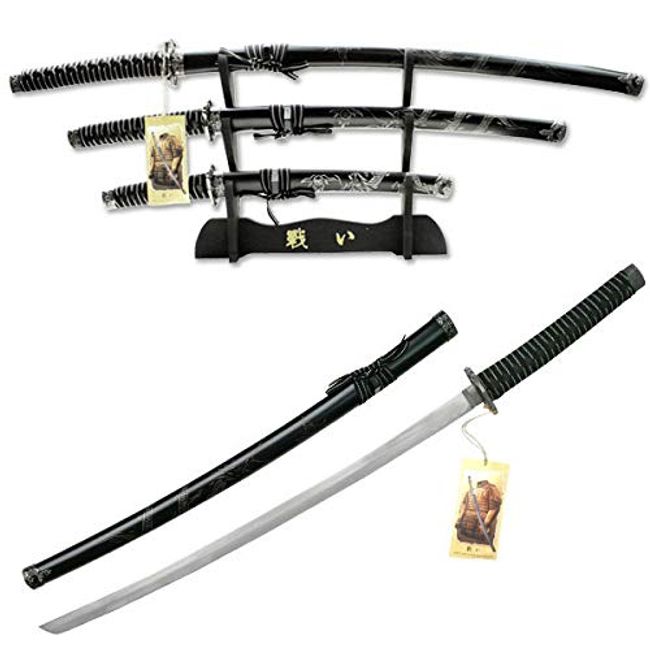 Snake Eye Tactical Two Tone Dragon Design 3 Piece Samurai Katana Set