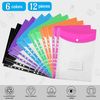 TOOELMON Punched Pockets A4 Plastic Wallets 12 Pack A4 Folders Wallets Plastic Document Files Popper Wallets with Pocket