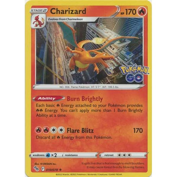 Pokemon Charizard - 010/078 - Holo Rare Pokemon Go Singles