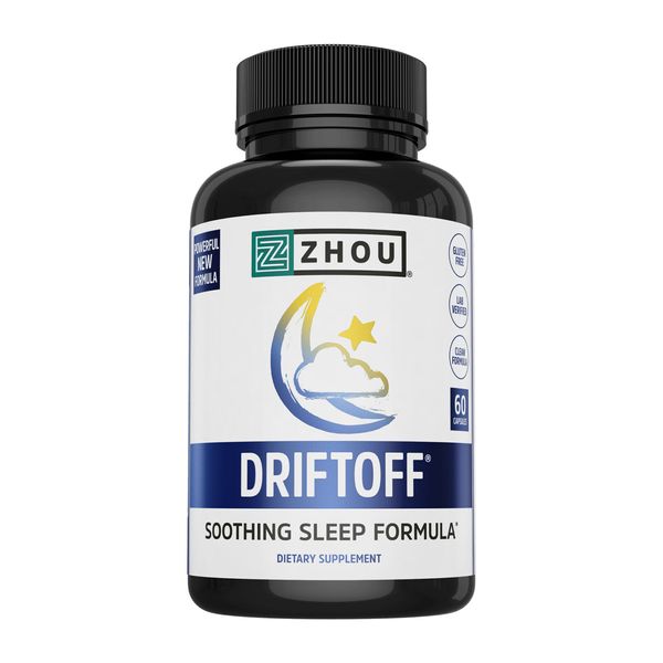 Zhou Drift Off Premium Sleep Aid with Valerian Root & Melatonin | 60 Veggie Caps