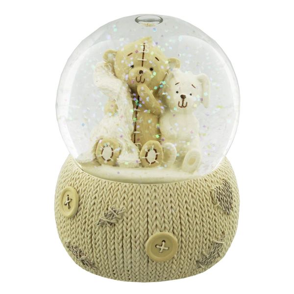 Button Corner Teddy Resin Snow Globe in Gift Box