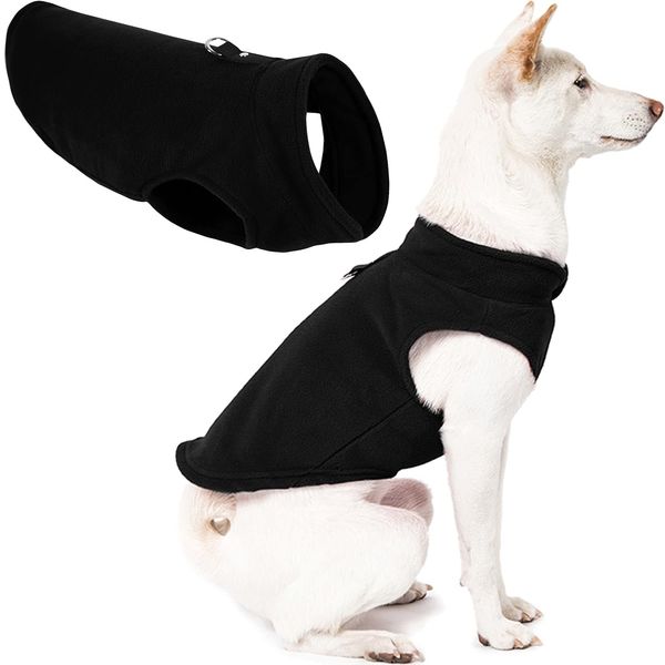 Gooby Fleece Vest Dog Sweater - Black, Small - Warm Pullover Fleece Dog Jacket with O-Ring Leash - Winter Small Dog Sweater Coat - Cold Weather Dog Clothes for Small Dogs Boy or Girl