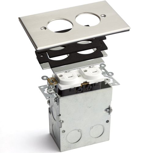 ENERLITES Screw Cap Cover Floor Box kit, 5” x 2.8” 1-Gang, 20A Tamper-Weather Resistant Duplex Receptacle Outlet, Watertight Gasket, Corrosive Resistant, UL Listed, 975506-SS, Stainless Steel