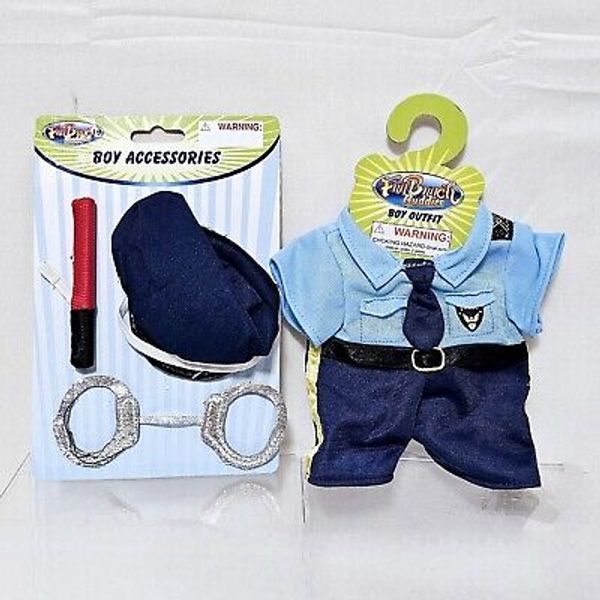 Fun Bunch Buddies Police Officer Outfit and Accessories,For Small Plush Toys