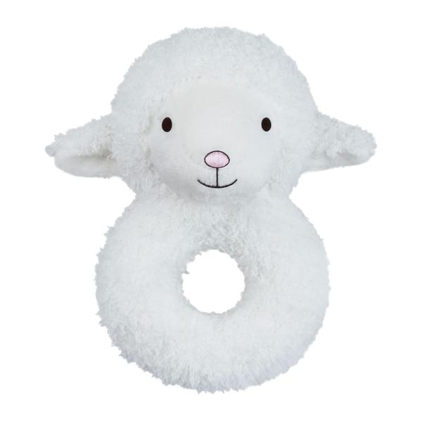 Doindute Baby Lamb Soft Rattle Toy, Sheep Plush Infant Shaker Rattle Easy-Grasp Stuffed Animal Toy, Gifts for Newborns Babies Toddlers Boys Girls, White, 5.5 Inches