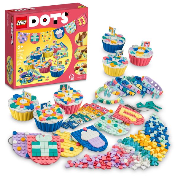 LEGO DOTS Ultimate Party Kit 41806 Arts & Crafts Kit Perfect for Kids Birthday Party Age 6-10, Party Bag Fillers, Birthday Party Games and Crafts with Toy Cupcakes, Friendship Bracelets, Bunting