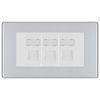 Polished Chrome Screwless Triple 3 Gang RJ45 Data Socket White Inserts FPCRJ453W