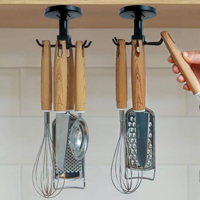 Aosome Under Cabinet Utensil Holder Hanger Hook for Kitchen and Bathroom 2 Pack